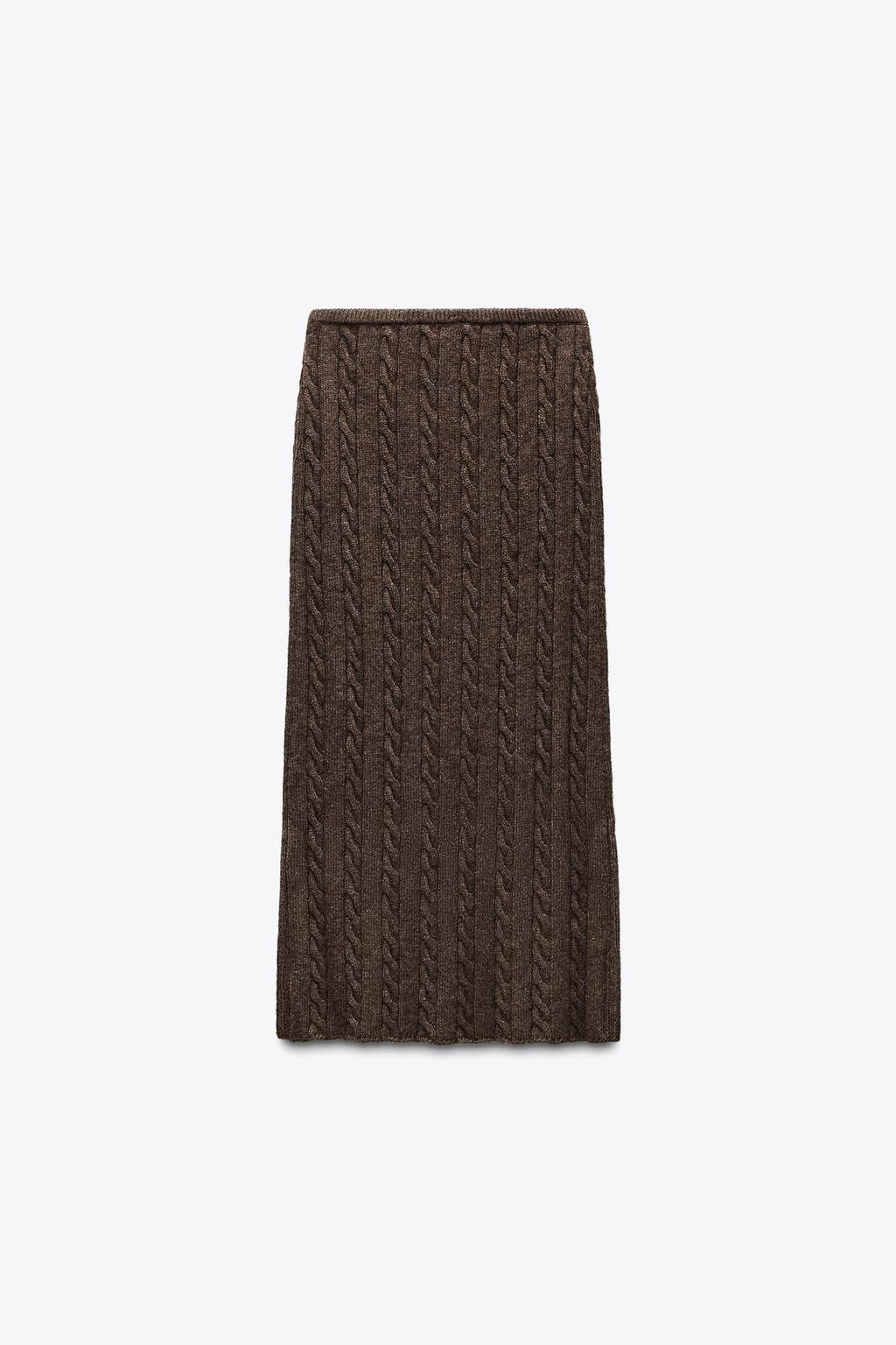 CABLE KNIT MIDI SKIRT WITH WOOL - Zara фото 10