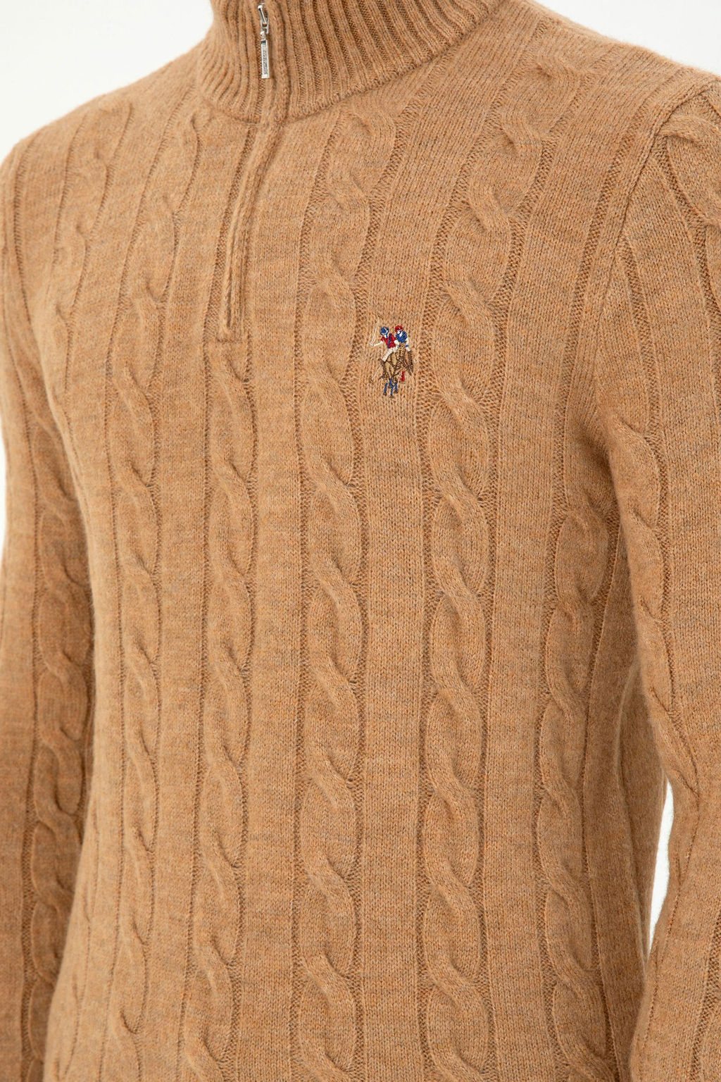 Мужской светло-коричневый меланжевый свитер Неожиданная скидка в корзине - U.s. polo assn фото 7