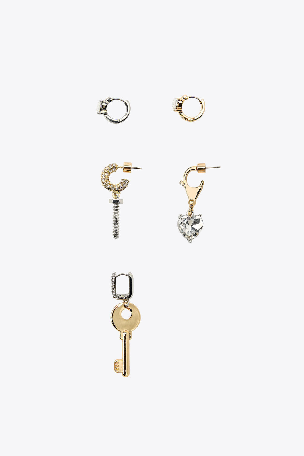 PACK OF 5 MIXED KEY AND JEWEL EARRINGS