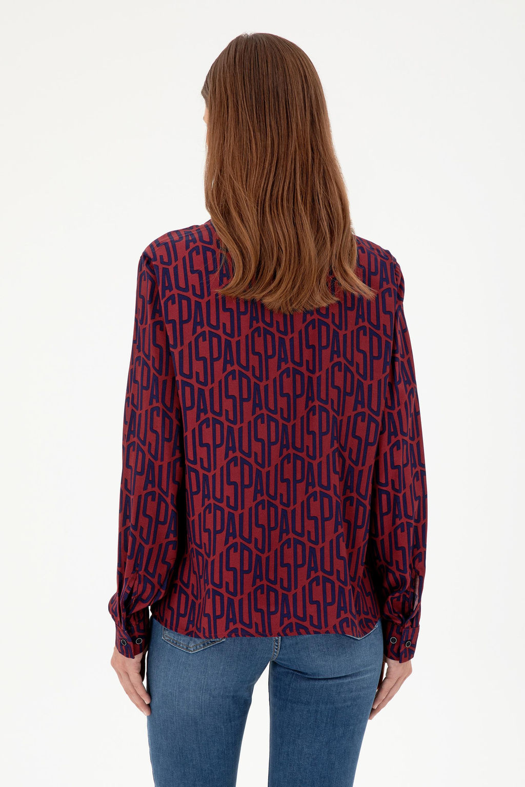 Женская бордовая рубашка с длинным рукавом - U.s. polo assn фото 5