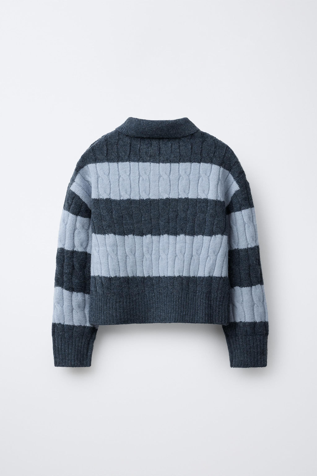 CABLE-KNIT STRIPED POLO JUMPER - Zara фото 2