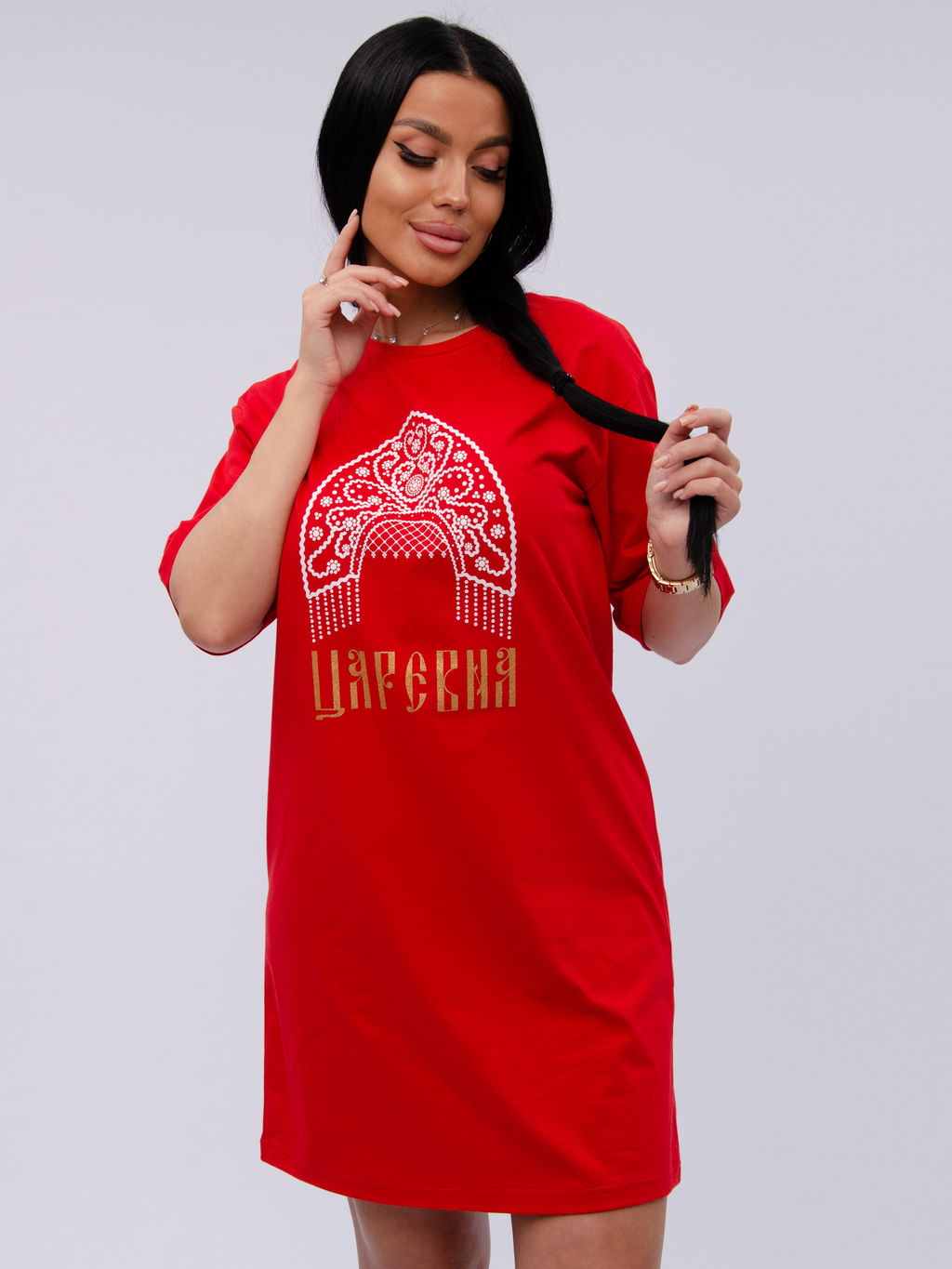 Сорочка "Царевна 3" красная, трикотаж