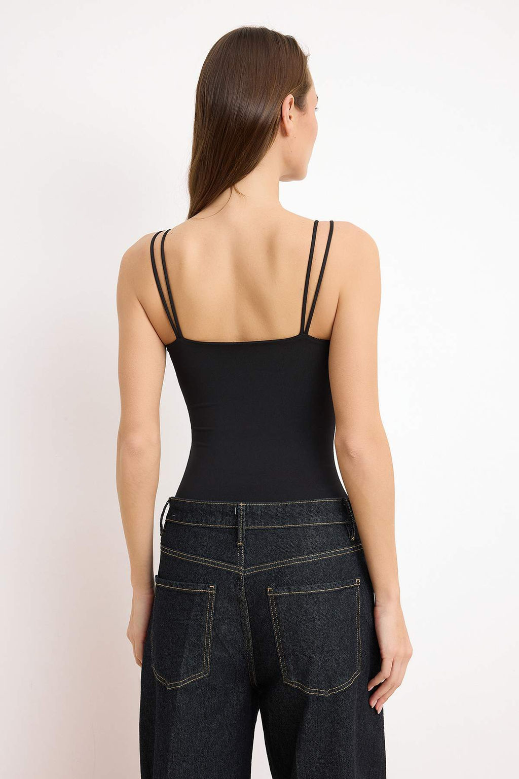 Siyah Vucuda Oturan Havuz Yaka Kolsuz Aksesuar Detayl? C?tc?tl? Esnek Orme Body TWOSS26BD00006 - Trendyolmilla фото 4