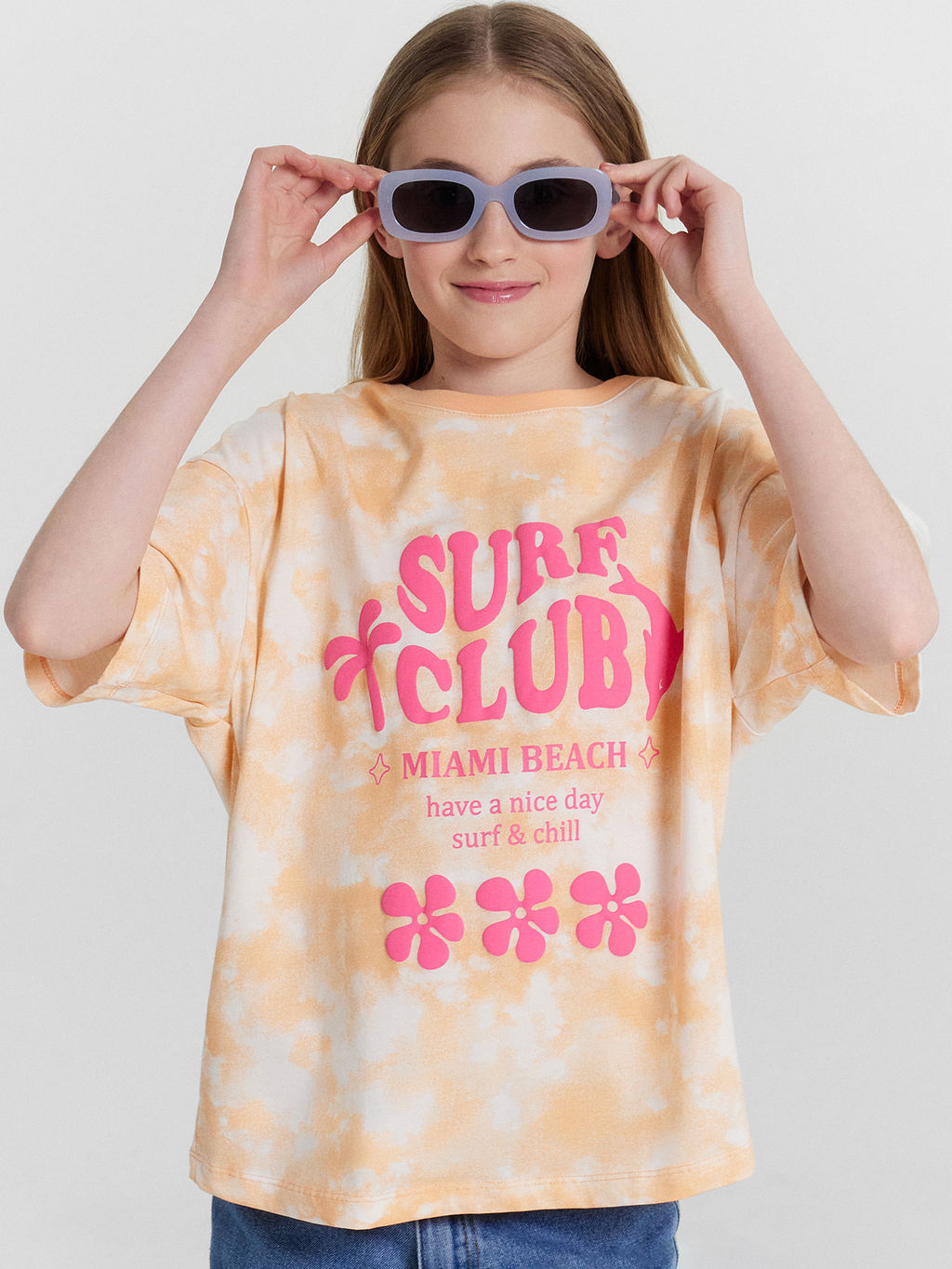 Футболка для девочек с принтом и надписью surf club