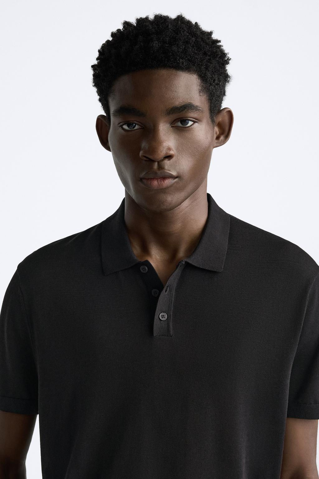 COTTON AND SILK KNIT POLO SHIRT - Zara фото 17