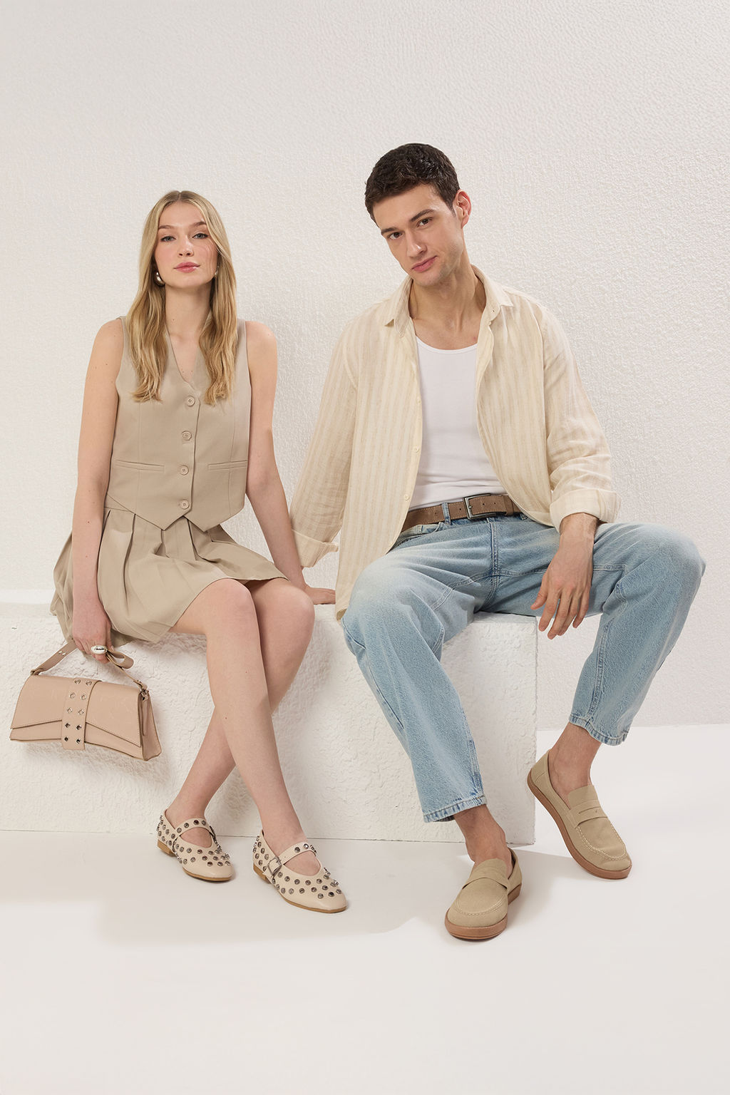 Trendyol Shoes Bej Z?mbal? Bantl? Badem Burun Mary Jane Kad?n Babet TAKSS25BE00005 - Trendyolmilla фото 2