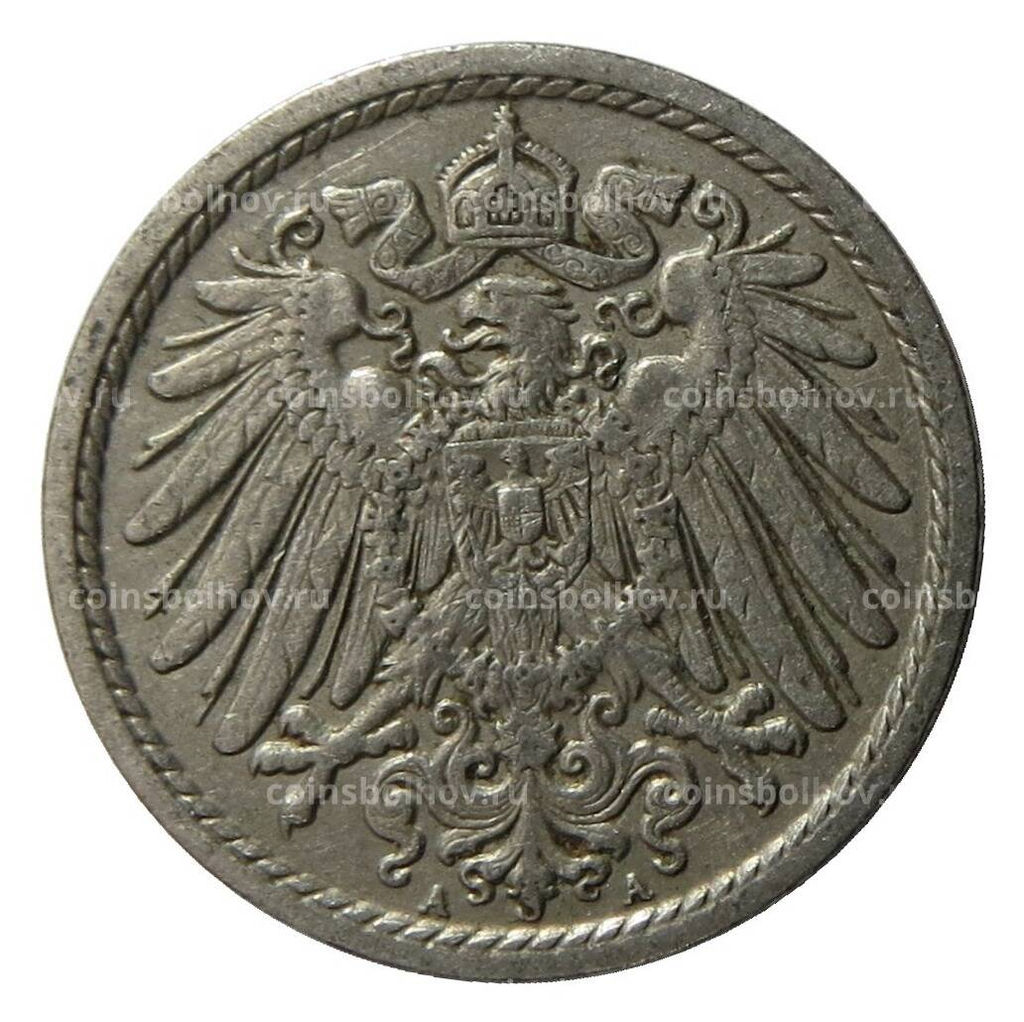 Монета 5 пфеннигов 1912 года A Германия