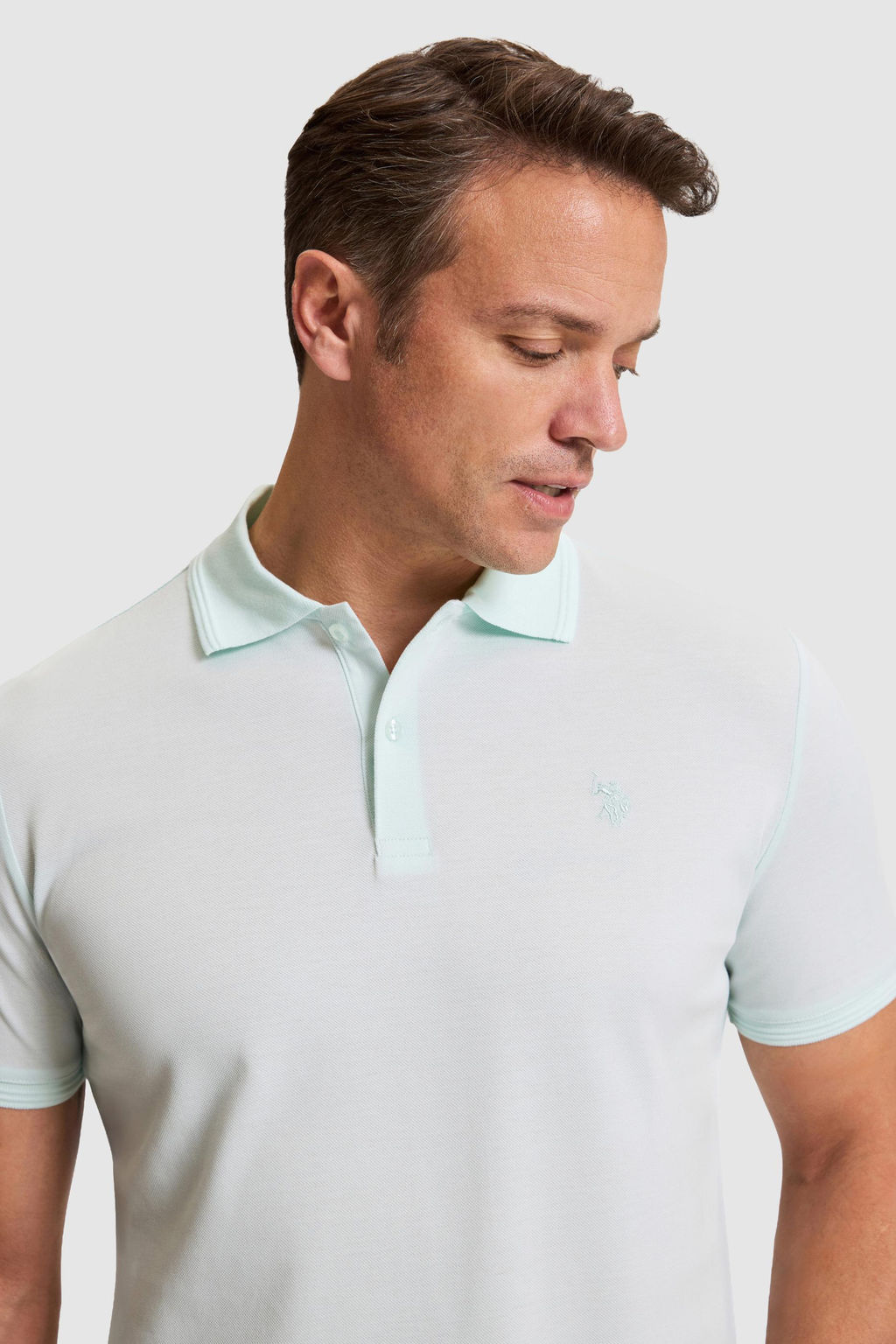 Erkek Su Ye_ili Regular Fit Polo Yaka Basic Ti__rt