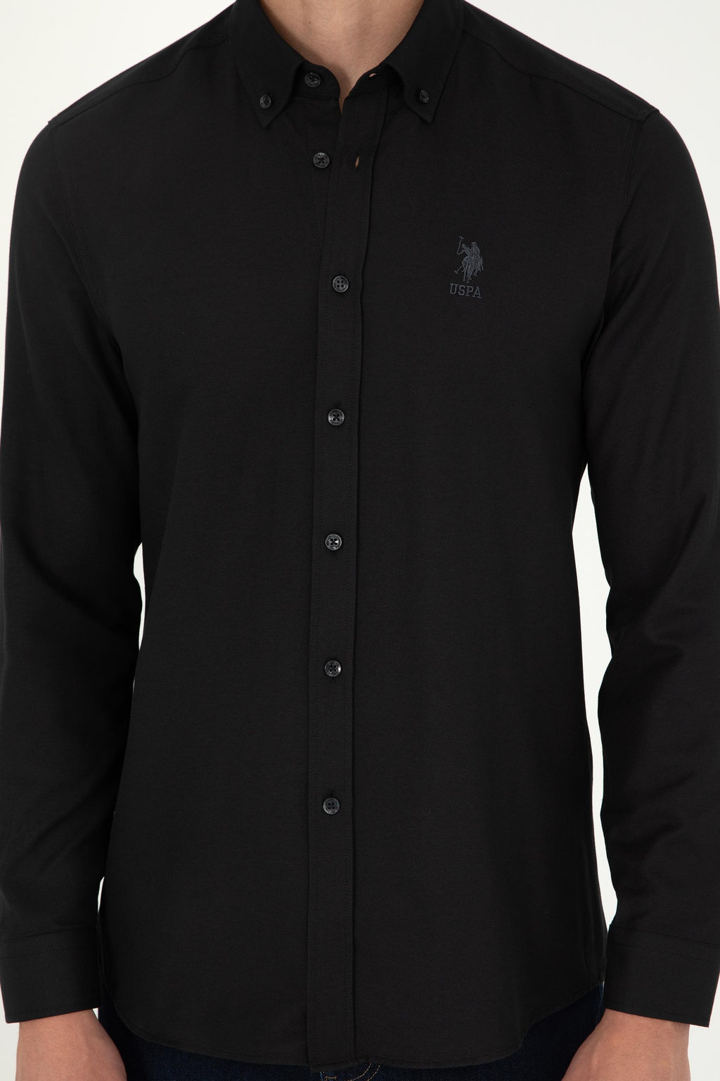Мужская черная базовая рубашка с длинным рукавом - U.s. polo assn фото 6