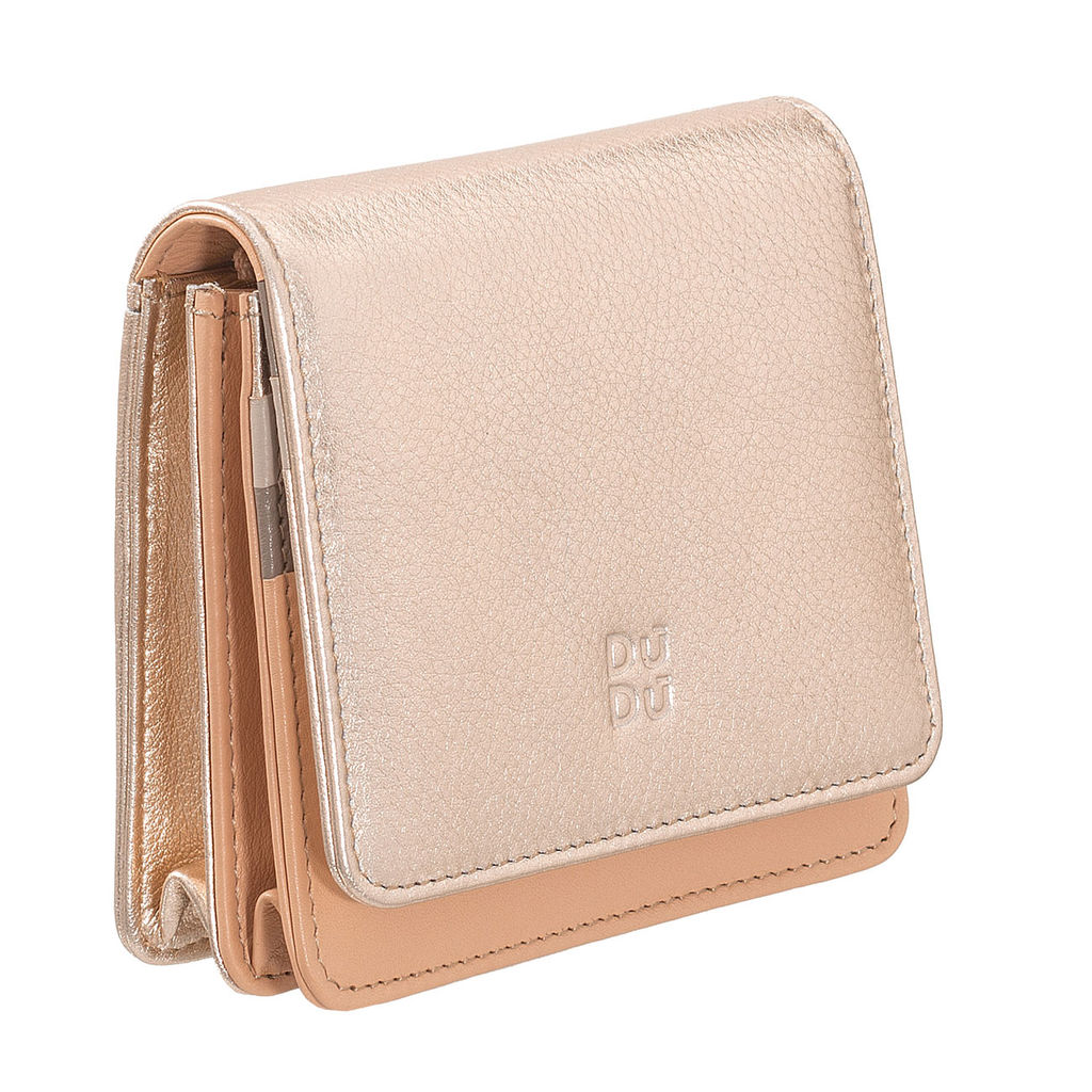 Итальянский кожаный кошелек DuDu серии Flores | золотистый