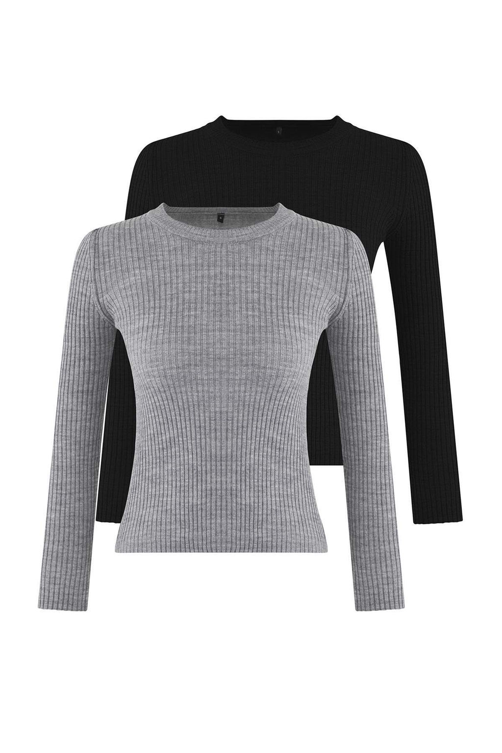 Siyah-Gri Ikili Paket Triko Kazak TWOAW22KZ1766 - Trendyolmilla фото 8
