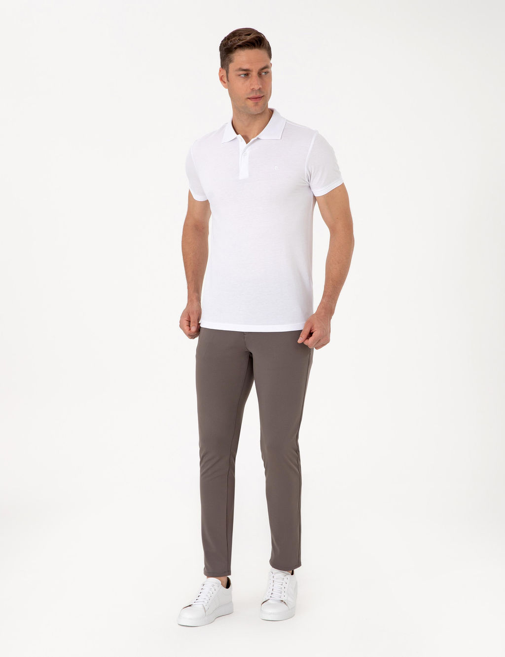 Beyaz Slim Fit Basic Ti__rt - Pierre cardin фото 4