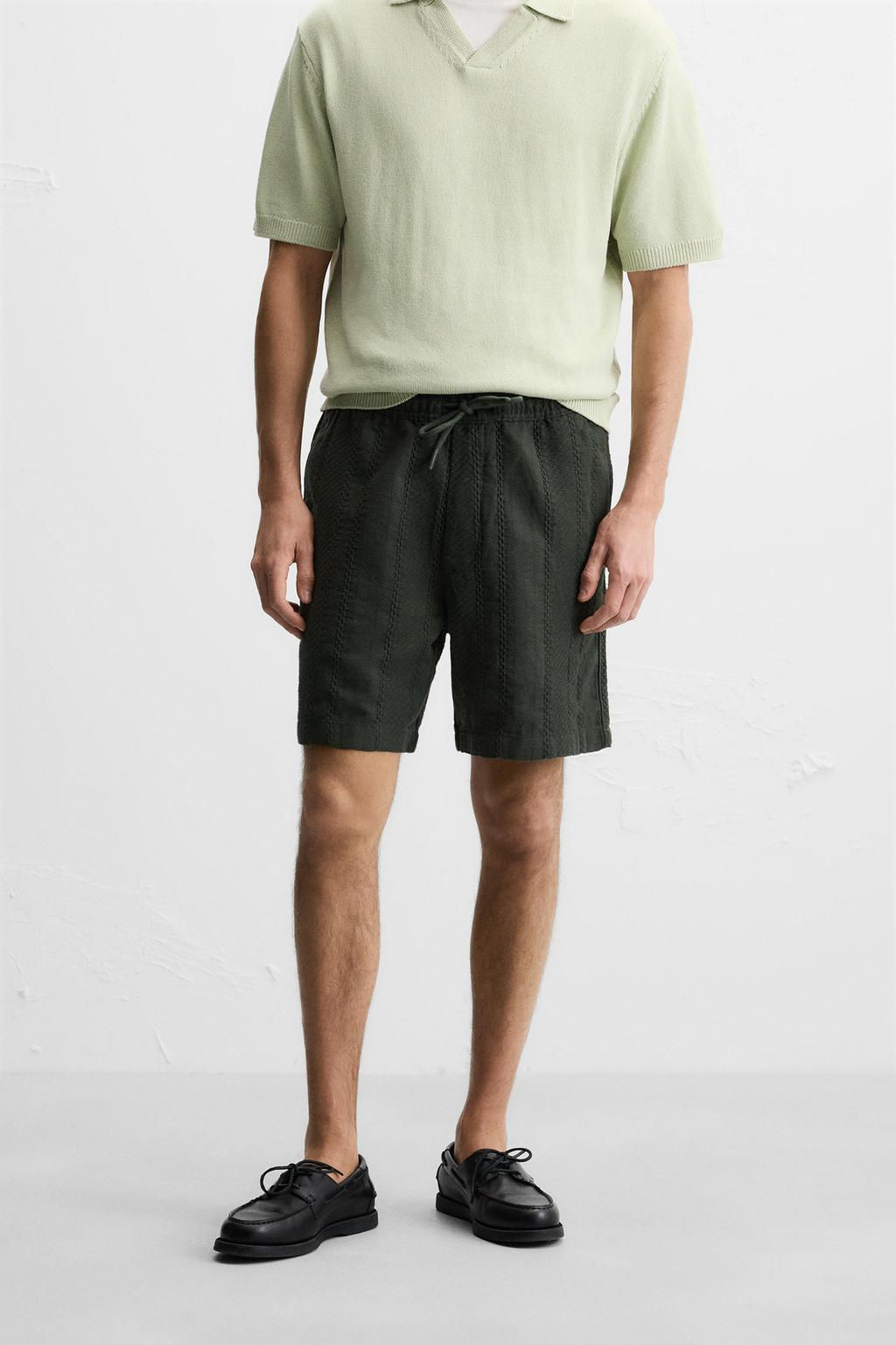 TEXTURED REGULAR FIT BERMUDA SHORTS - Zara фото 4