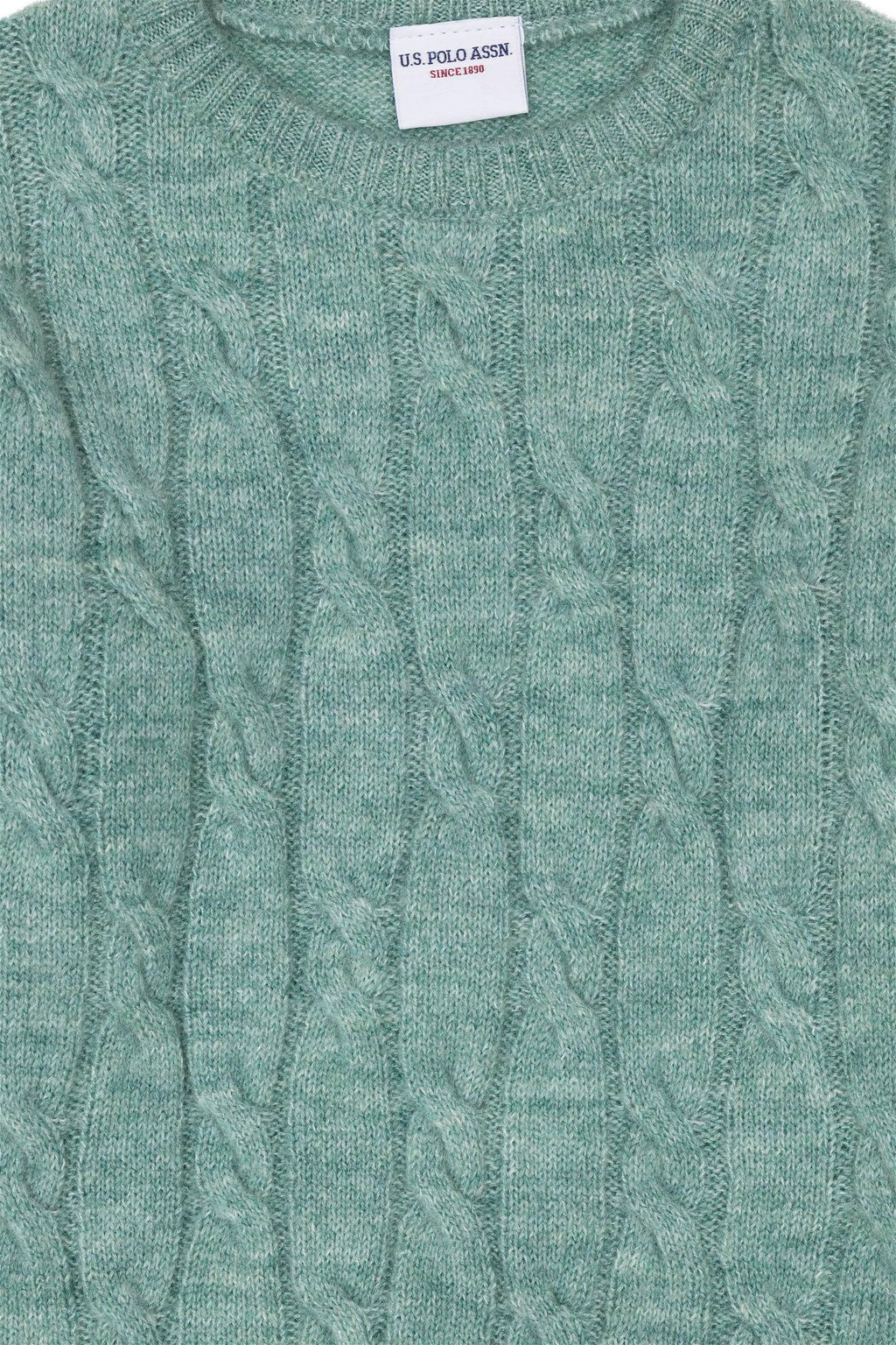 Мятный меланжевый свитер для девочки - U.s. polo assn фото 8