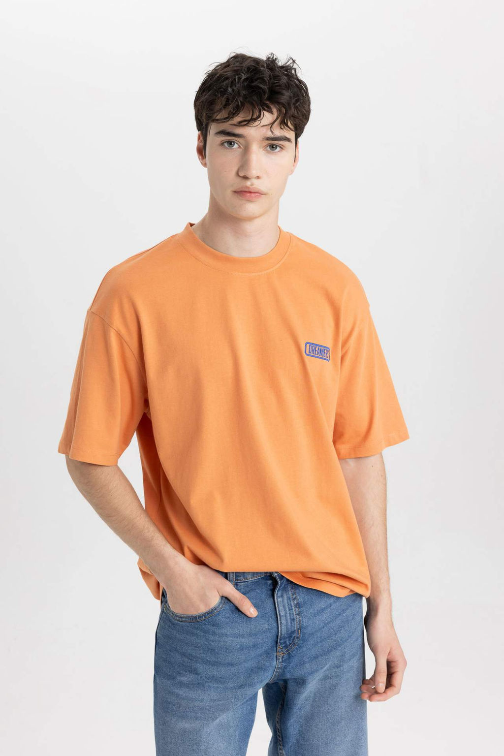 Comfort Regular Fit Rahat Kal?p Bisiklet Yaka Bask?l? K?sa Kollu Tisort - Defacto фото 5