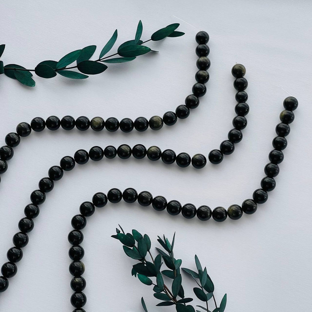 Бусины для украшений из золотистого Обсидиана (32 бусины) 39 см