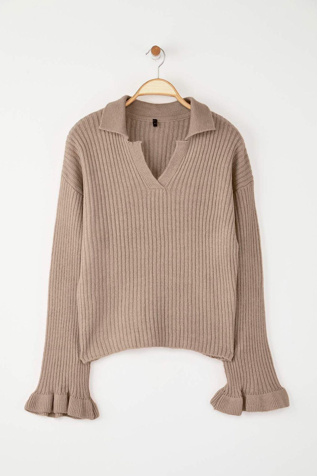 Pudra Yumusak Dokulu Kol Volanl? Triko Kazak TWOAW26KZ00085 - Trendyolmilla фото 11