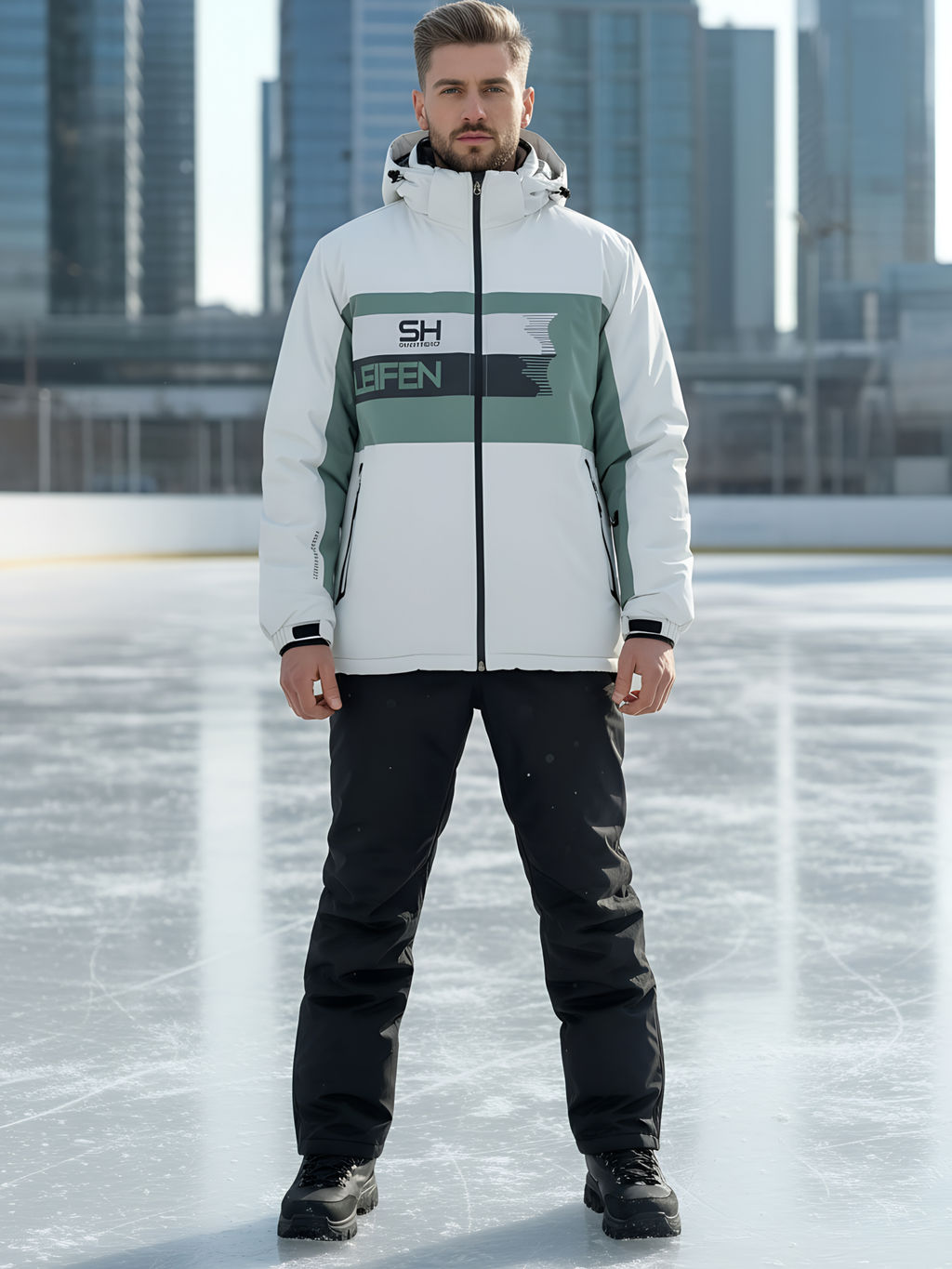 Горнолыжный костюм мужской зимний белого цвета 370Bl