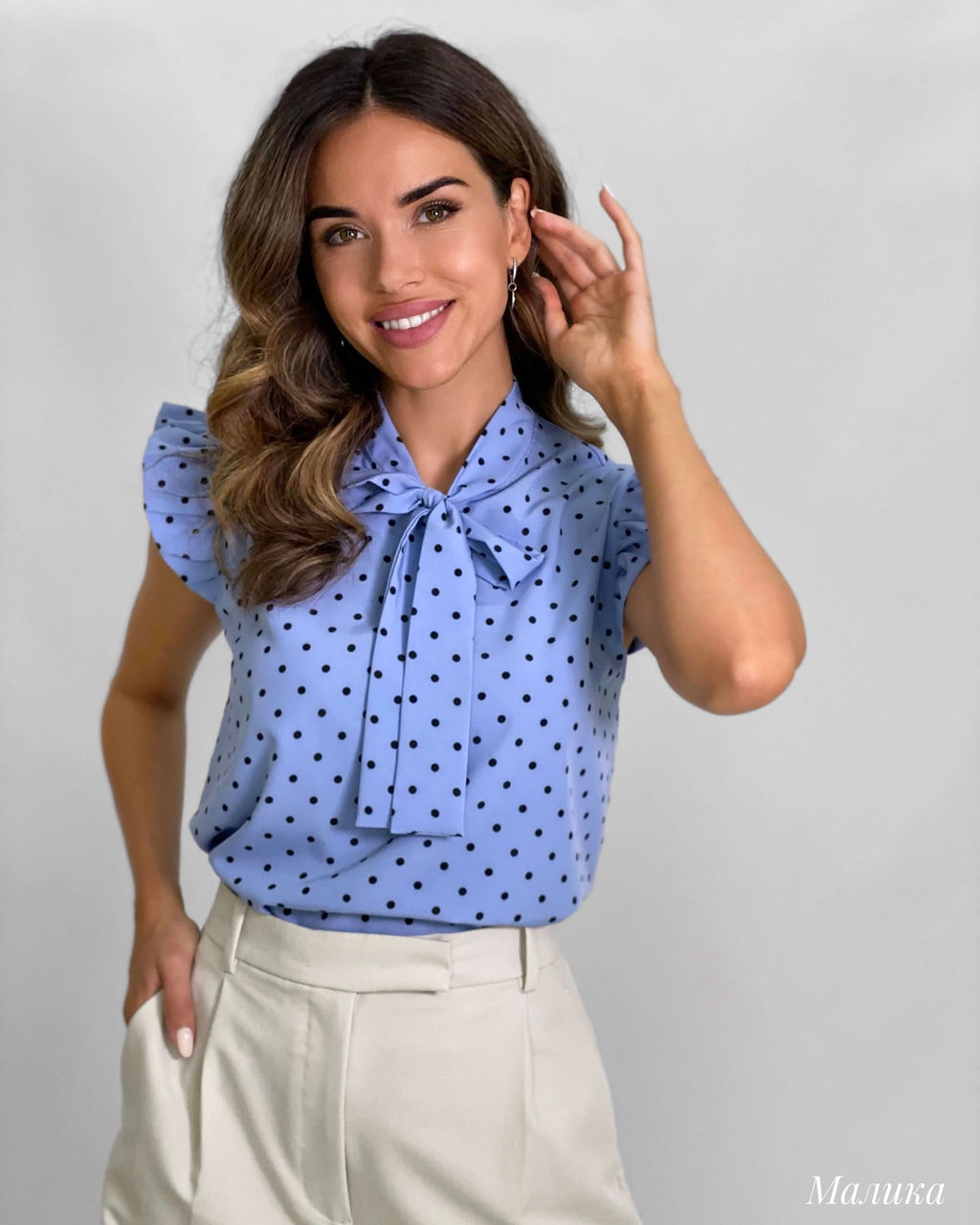 Блузка Малика (голубой) - Nadi bordo фото 3
