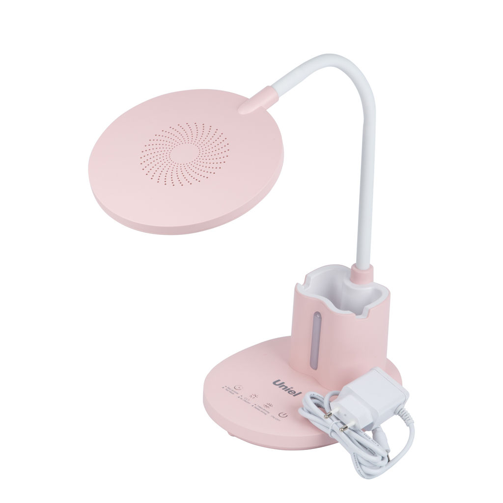 ULM-D150 15W/3000-6500K/DIM PINK Светильник настольный светодиодный с подставкой под телефон и канцелярские принадлежности. С ночной подсветкой. Сенсорный выключатель. Диммер. Розовый. TM Uniel
