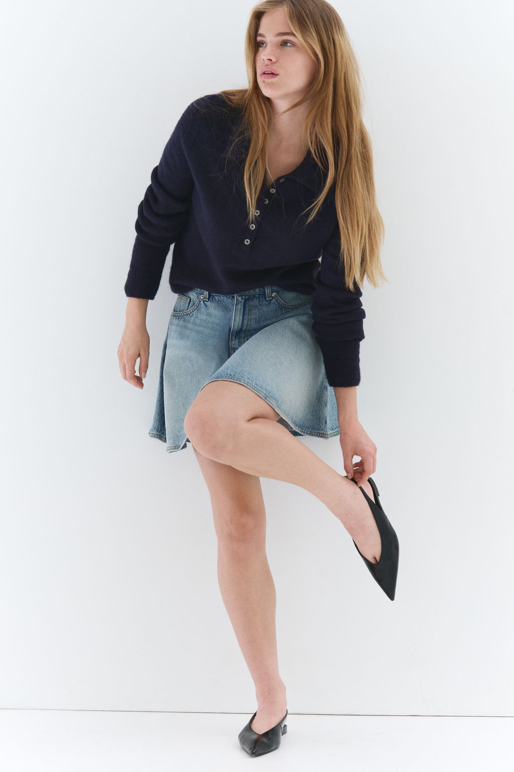 Minifalda denim acampanada - H&m фото 5