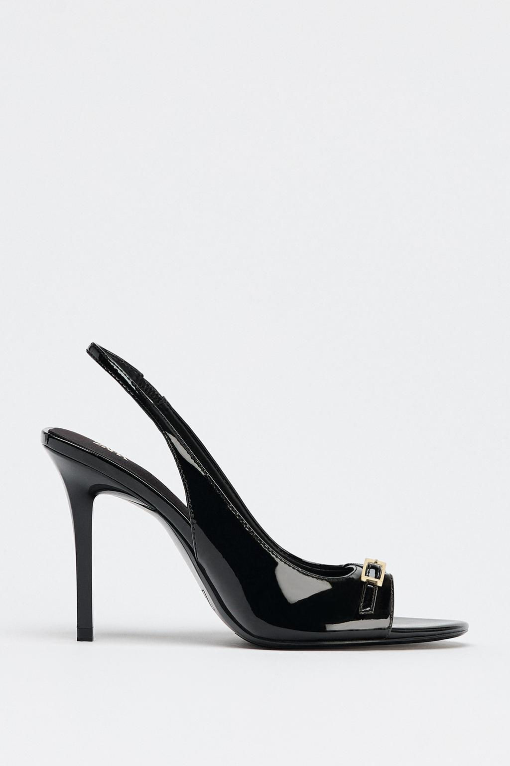 HIGH-HEELED PATENT-EFFECT SANDALS - Zara фото 3