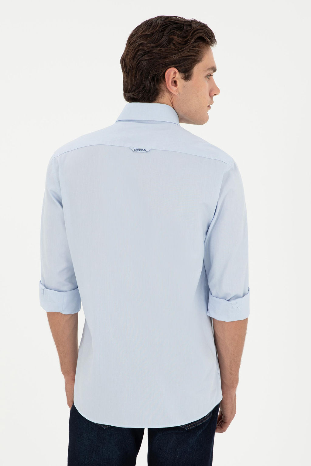 Мужская голубая базовая рубашка с длинным рукавом - U.s. polo assn фото 5