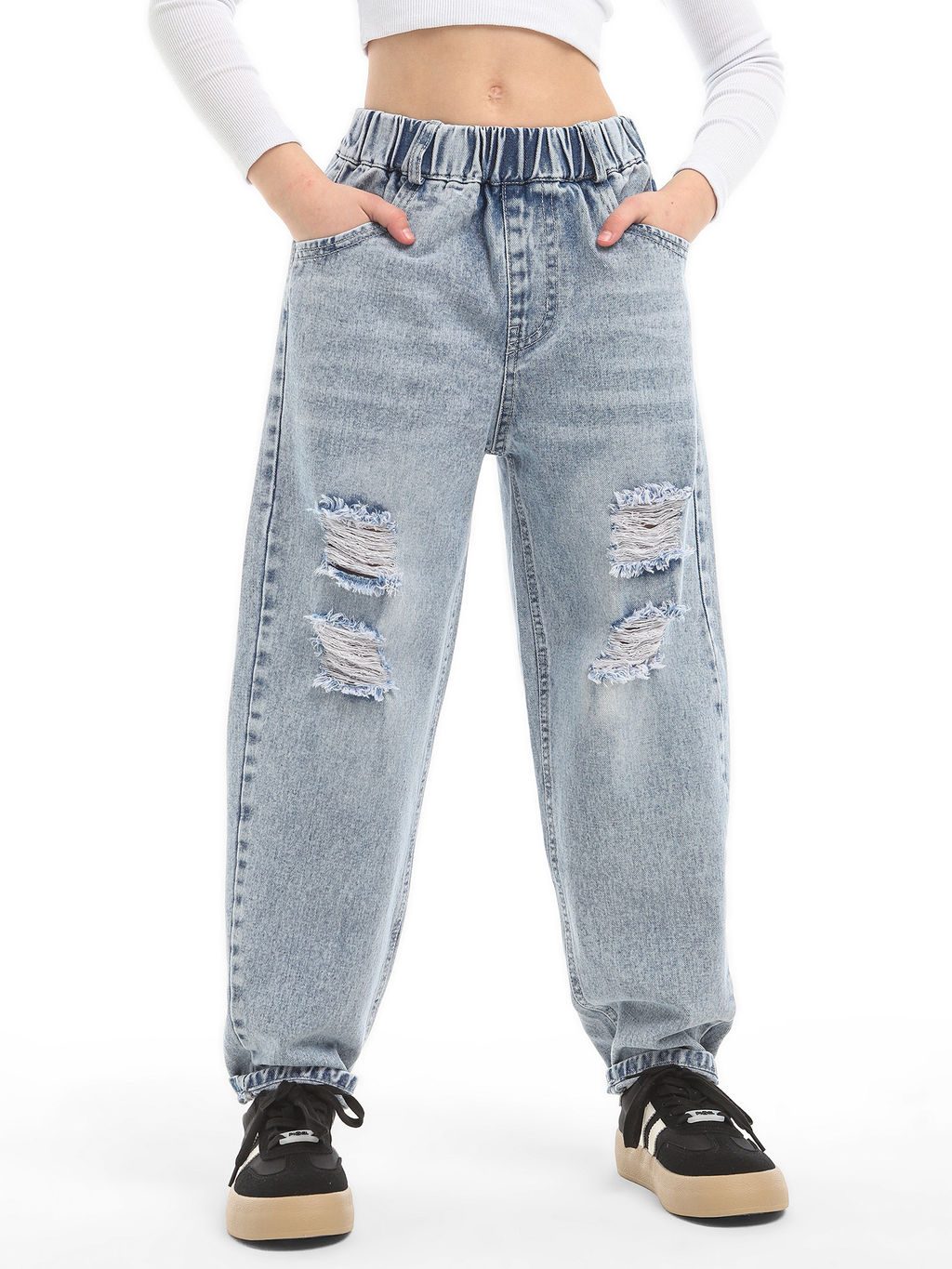 Джинсы-бананы для девочек - СИНЯЯ МОДА фото 2