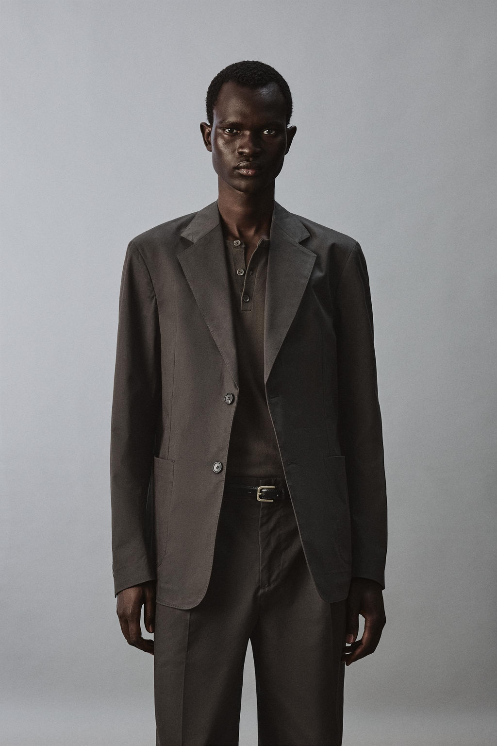 BLAZER RELAXED FIT TRAJE MEZCLA ALGOD?N / Marr?n - Zara фото 2