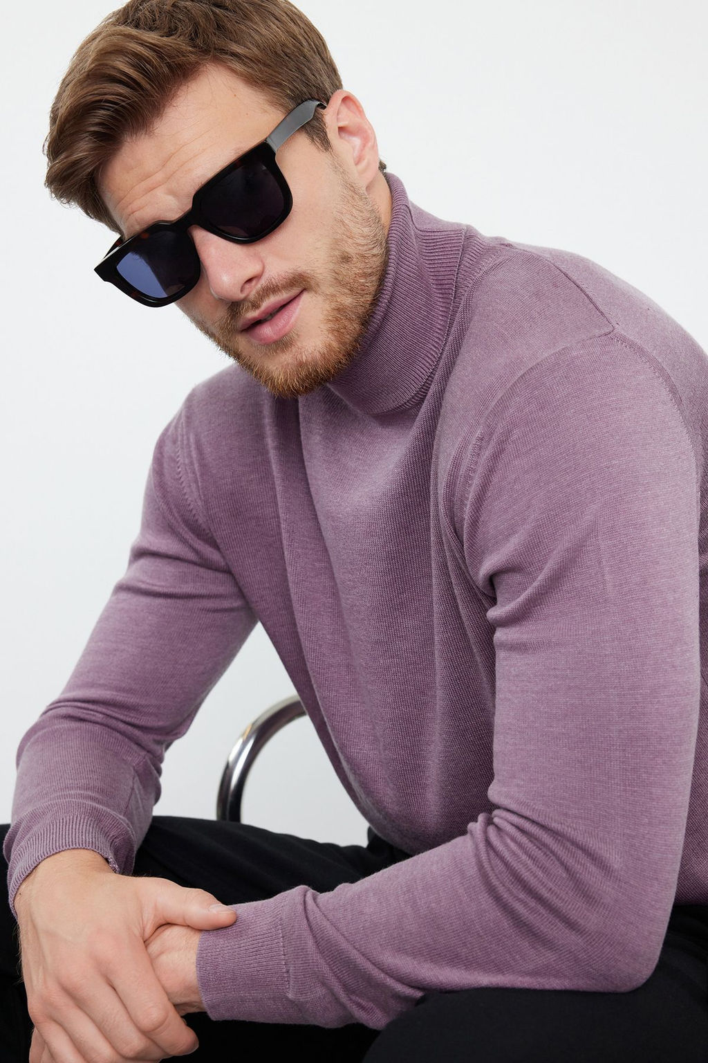 Trendyolmilla Man Murdum Slim Pamuklu Bal?kc? Yaka Duz Triko Kazak TMNAW25KZ00003  фото 3