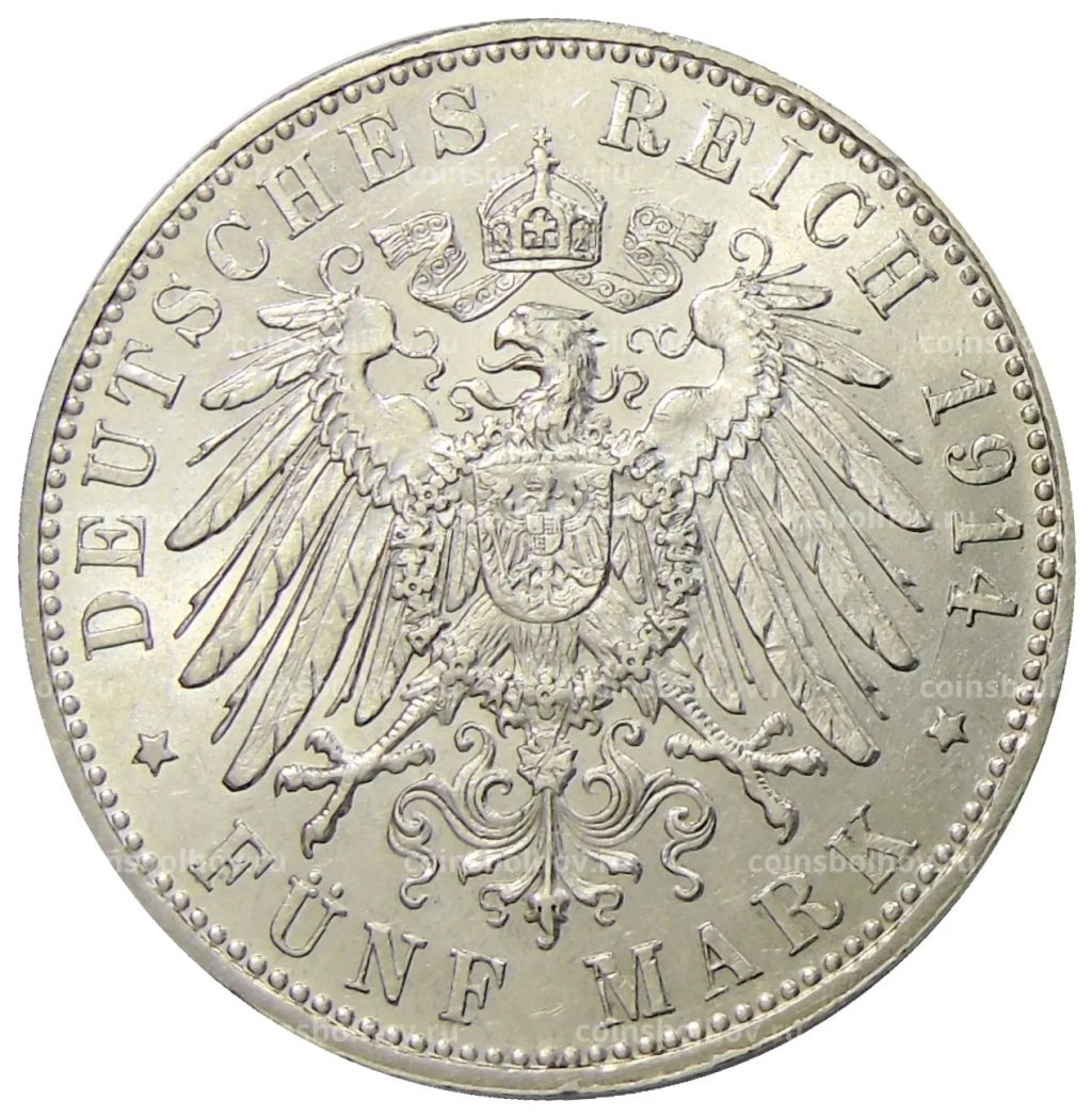 5 марок 1914 года D Германия (Бавария)