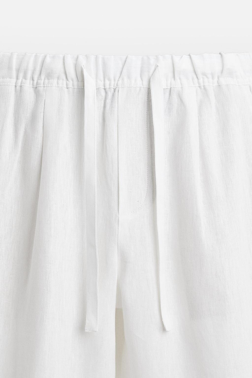 ZARA %100 KETEN ELAST?K BELL? PANTOLON  фото 8