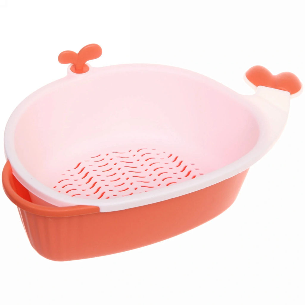 Дуршлаг пластиковый с поддоном "Кит" 33*21*8,5см, микс цветов