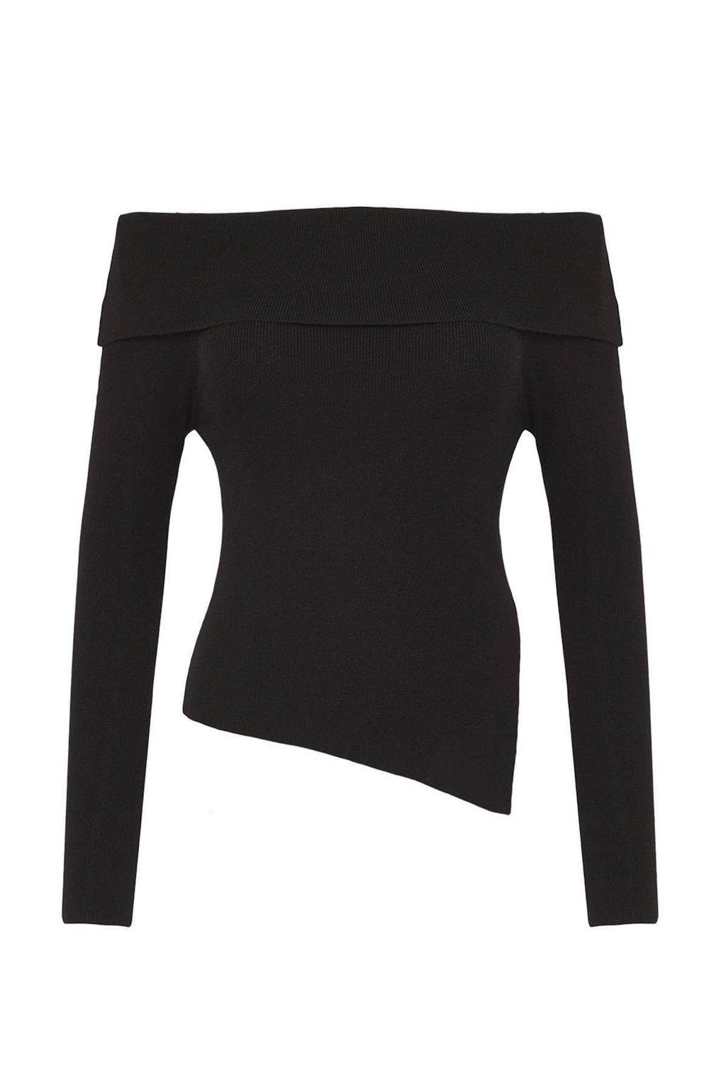 Siyah Premium Iplik/Ozel Iplik Carmen Yaka Triko Kazak TWOAW26KZ00064