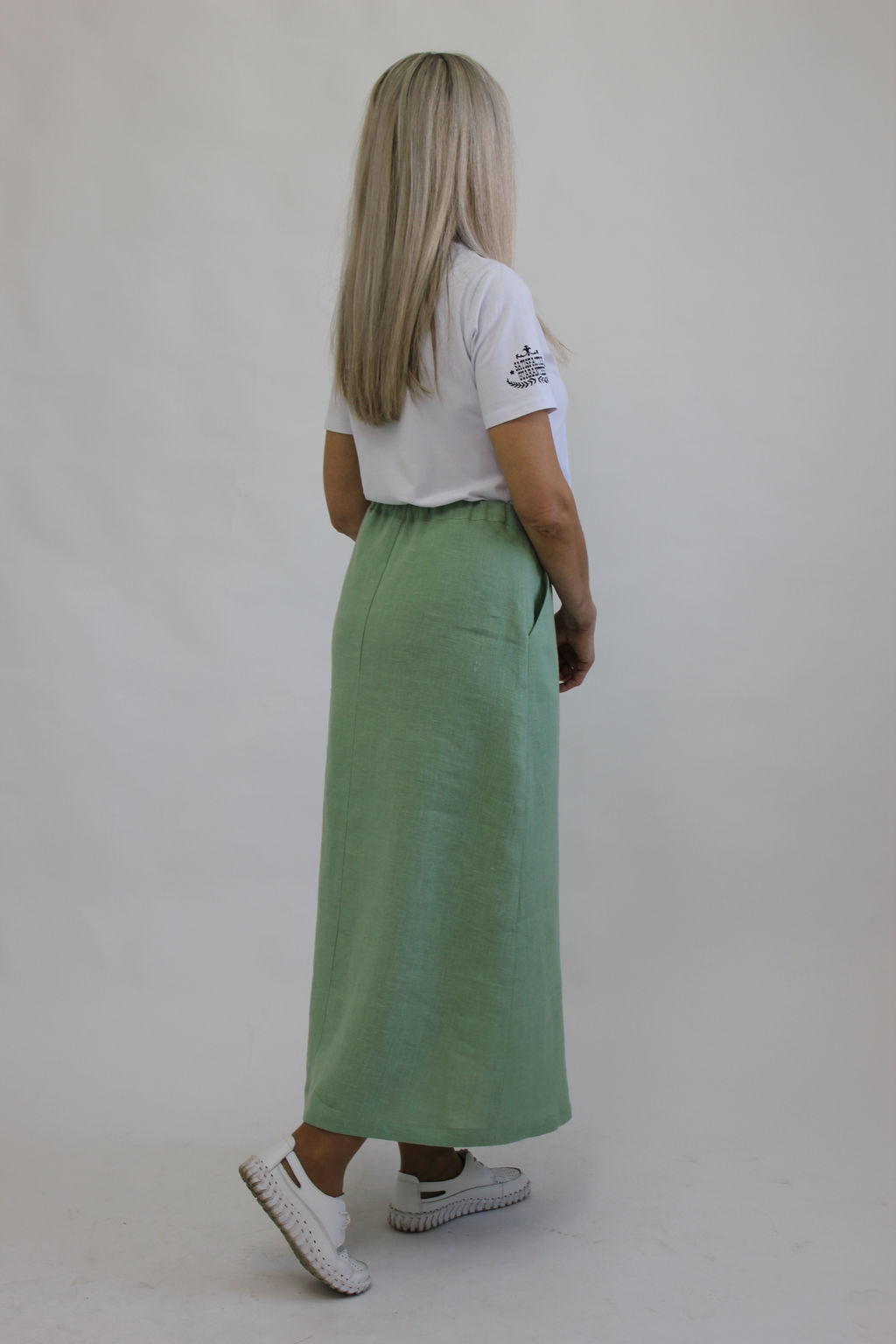 Юбка А-образного силуэта с карманами Лен 100%