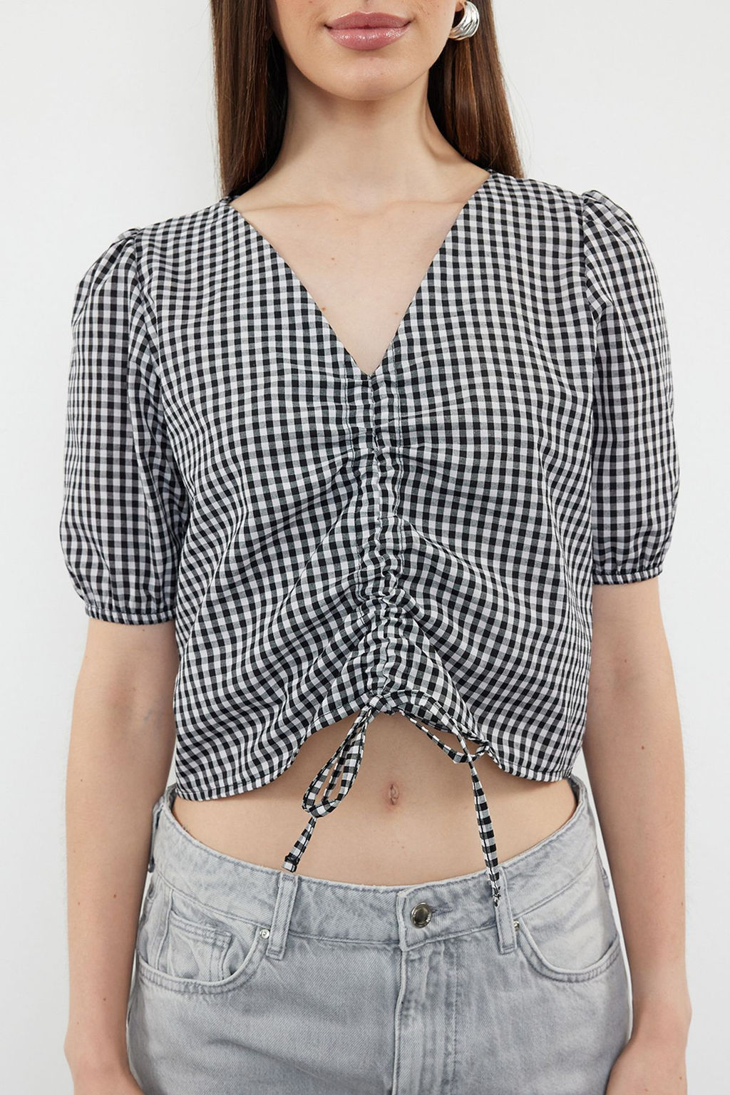 Siyah Buzgulu Potikare Crop Dokuma Bluz TWOSS24BZ00643 - Trendyolmilla фото 3