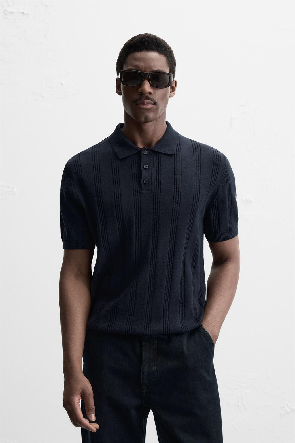 RIBBED KNIT POLO SHIRT - Zara фото 3