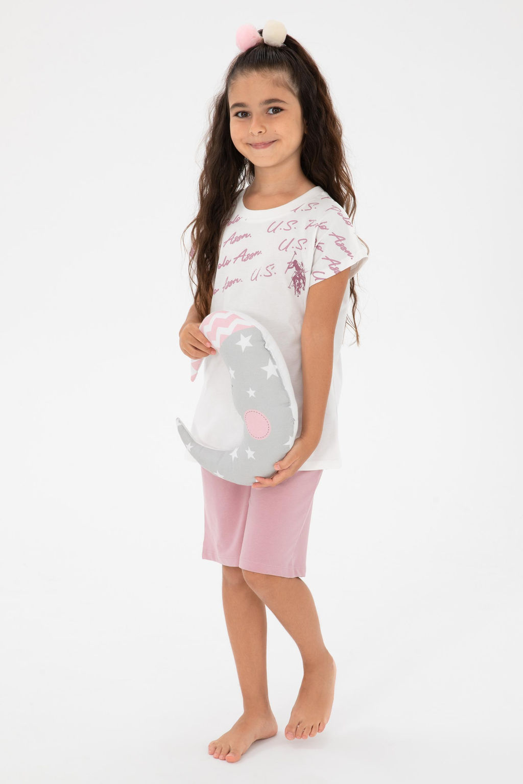 K_z _ocuk Toz Pembe _ortlu Pijama Tak_m_ Sepette S_rpriz _ndirim - U.s. polo assn фото 5
