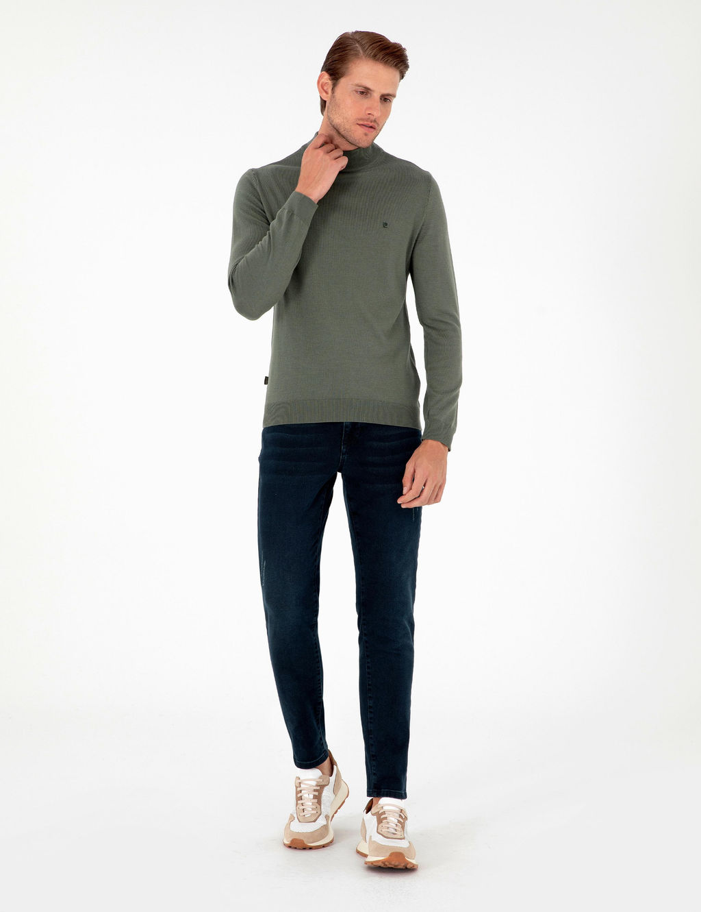 Duman Slim Fit Yar_m Bal_k__ Yaka Basic Triko Kazak - Pierre cardin фото 4
