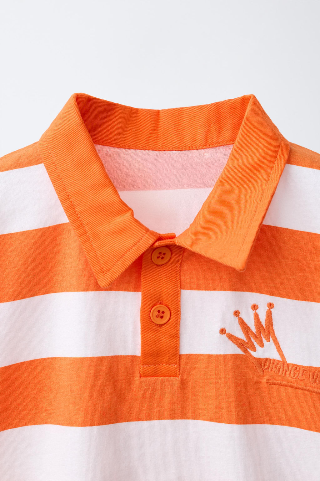 POLO RAYAS BORDADO / Naranja vivo - Zara фото 3