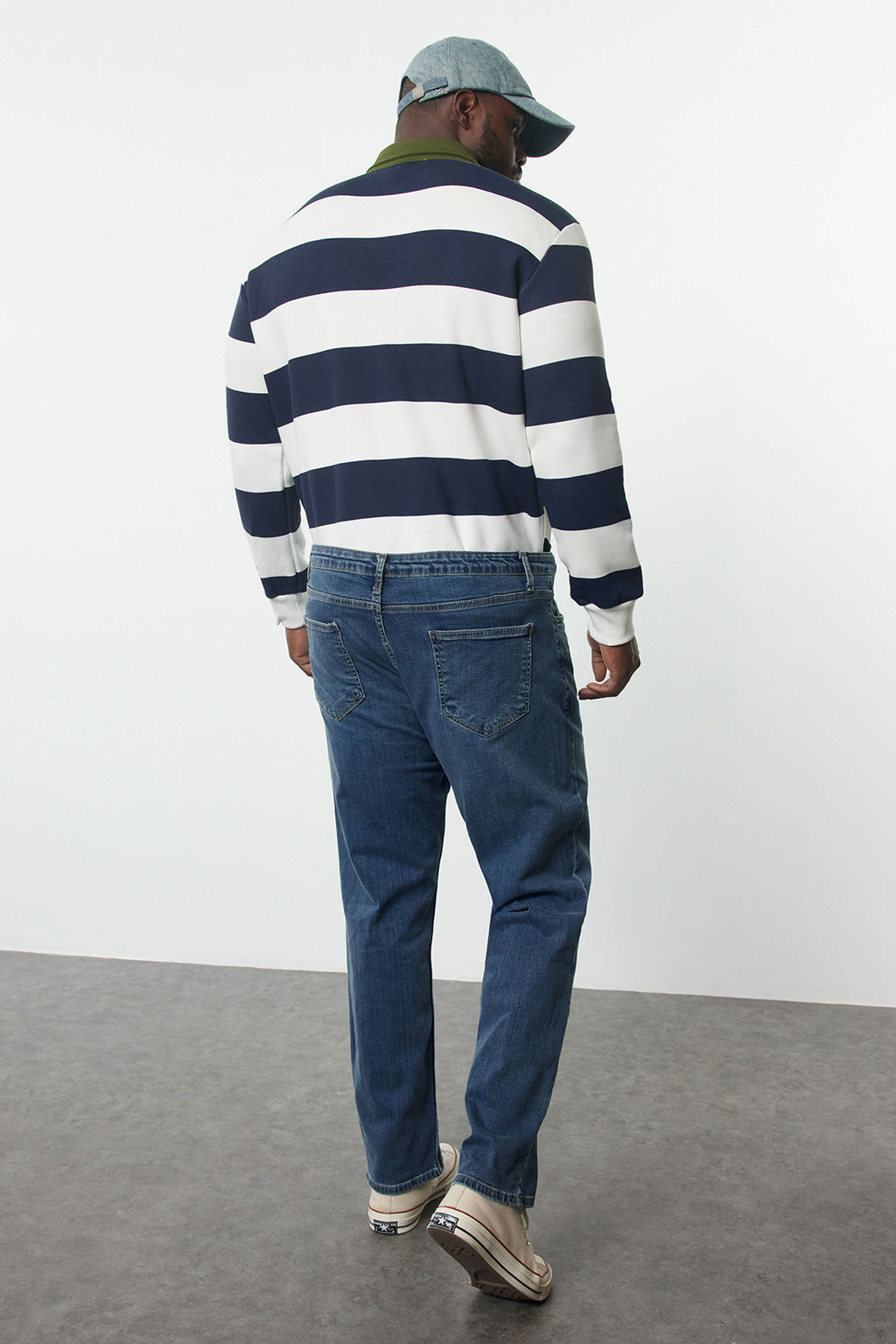 Erkek Indigo Regular Fit Buyuk Beden Denim Kot Jeans TMNAW25CJ00000