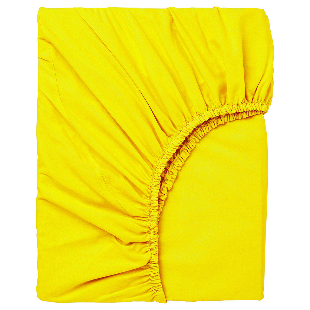 "Желтый" Простыня на резинке "Евро Макси" 180х200см, свесы 27см, поплин 115г/м2, хлопок 100%, "Домашняя мода" (Россия)