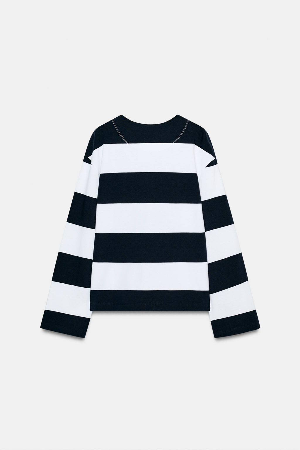 CAMISETA RAYAS ETIQUETAS / Marino / Blanco