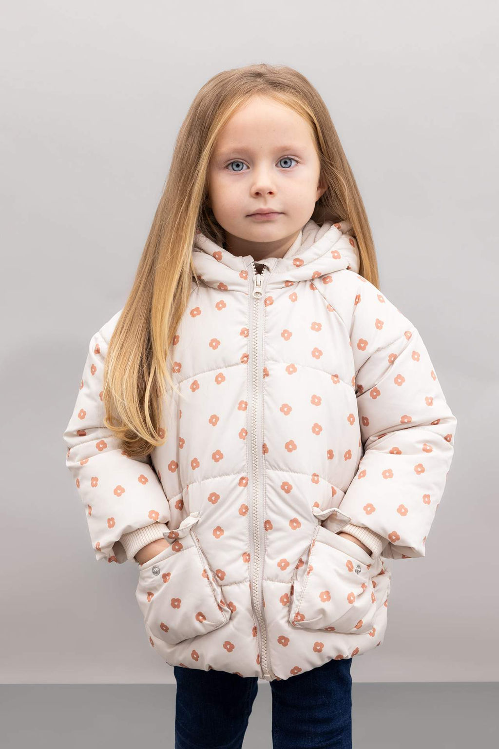 K?z Bebek Kapusonlu Kalp Desenli Su Itici Cep Ici Polarl? Sisme Mont - Defacto фото 2