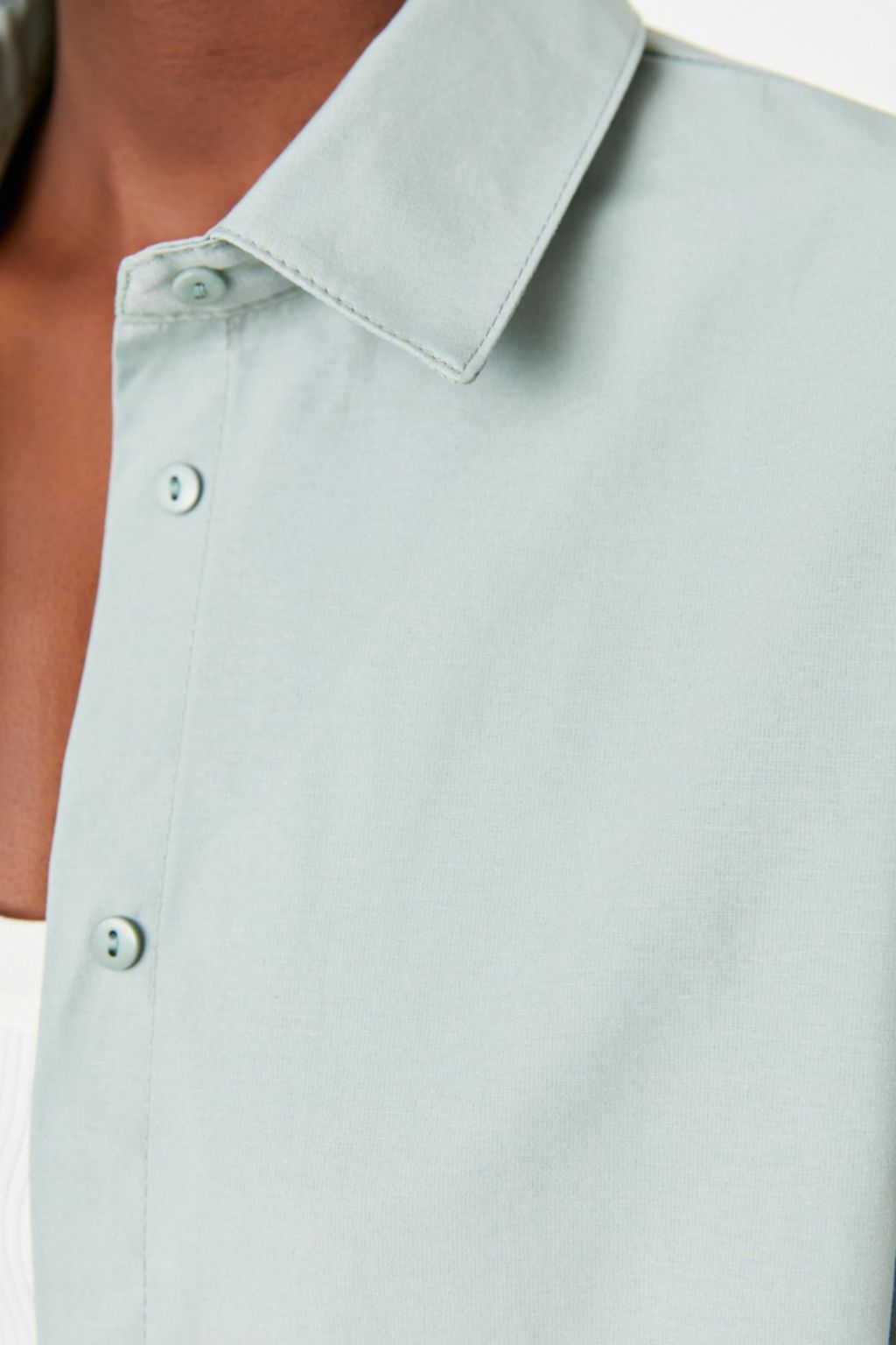 Mint Pamuklu Oversize Genis Kal?p Dokuma Gomlek TWOSS22GO0669