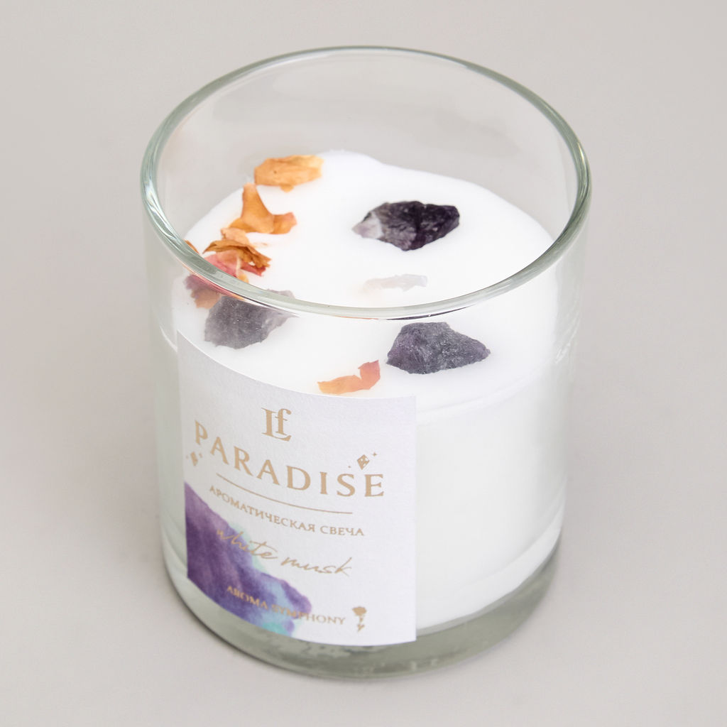 СВЕЧА АРОМАТИЗИРОВАННАЯ В СТАКАНЕ PARADISE WHITE MUSK 8*9 СМ - Lefard фото 2
