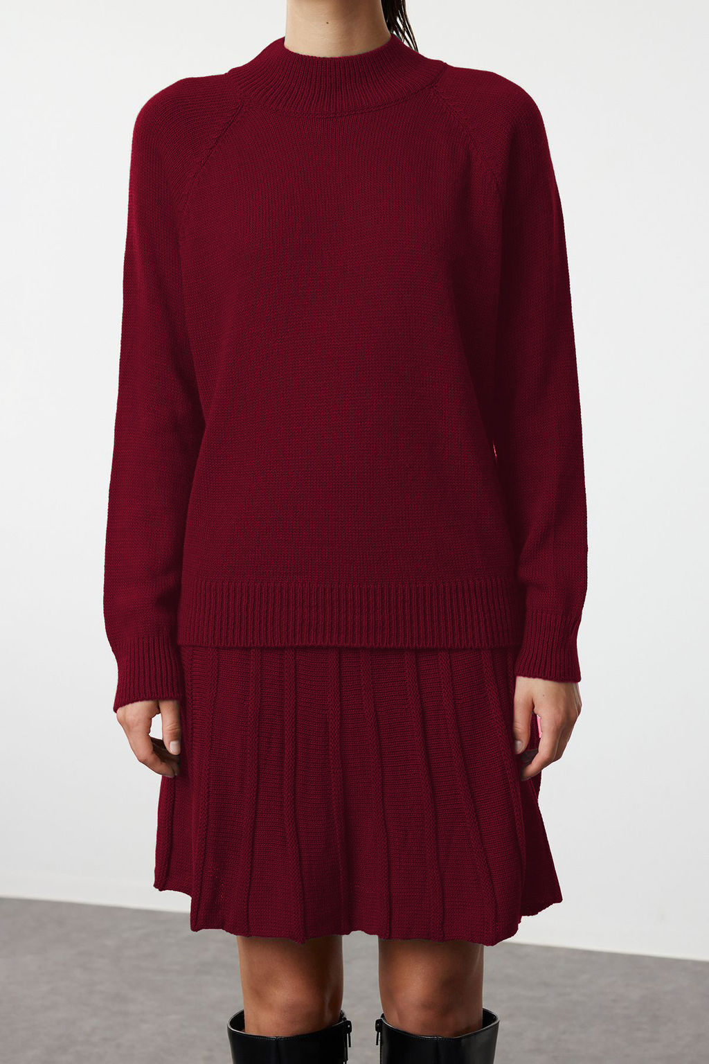 Zumrut Yesili Pileli Etekli Triko Alt-Ust Tak?m TWOAW23AU00184 - Trendyolmilla фото 10