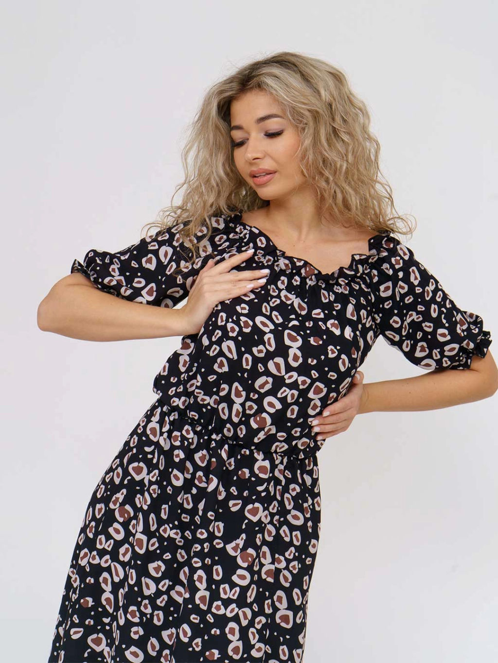 Платье женское, цвет коричневый черный - Барболета фото 5