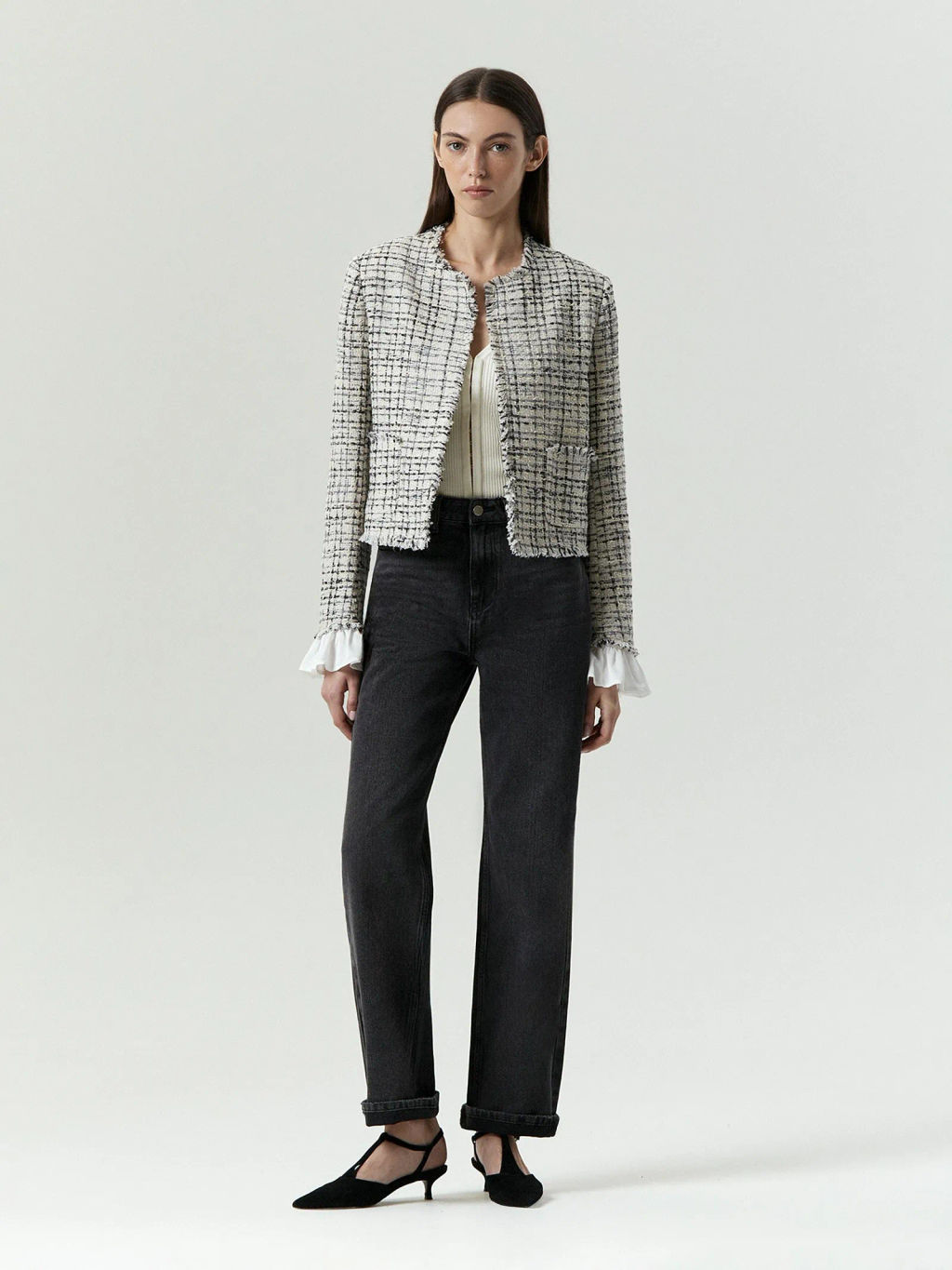 Укороченный жакет из твида, ML742/funk