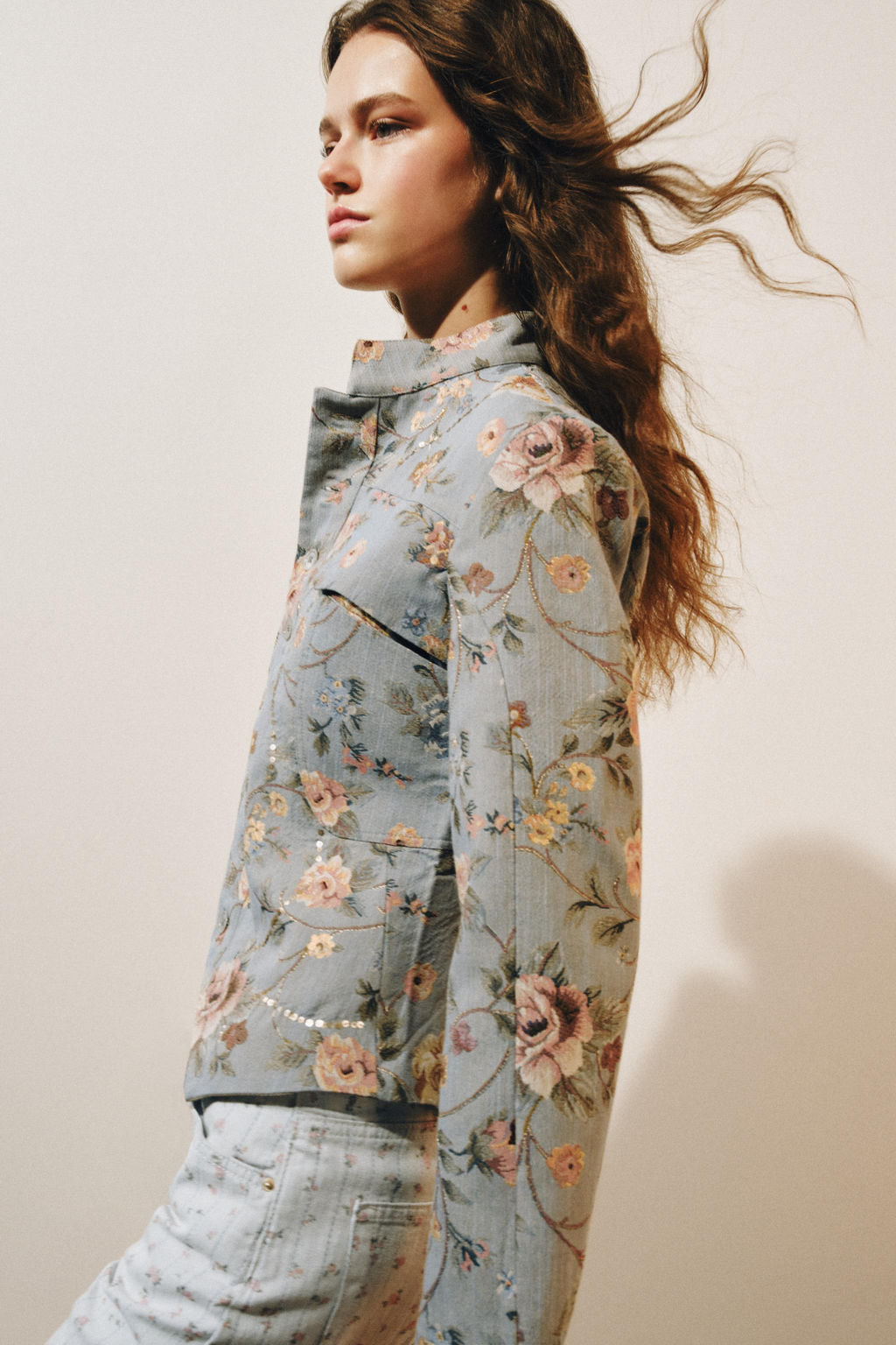 BLAZER JACQUARD ZW COLLECTION / celeste vigore - Zara фото 4